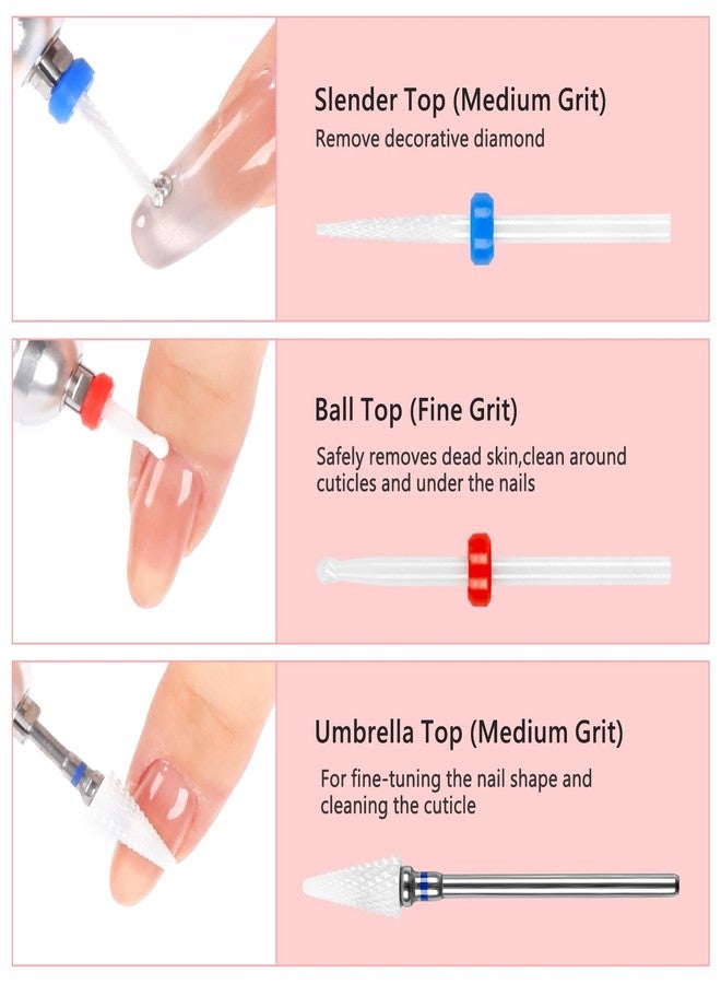 BQAN Nail Drill Bits Set - 6Pcs Ceramic Bits 3/32” for Prep. Cuticle Removal, Acrylic & Gel Polish - Professional Nail Tech Manicure Tools Home & Salon Use - Image 4